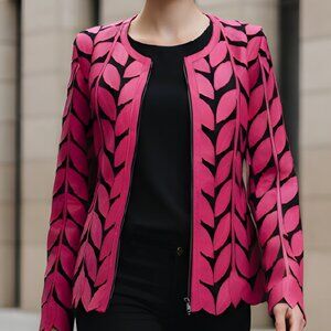 Jacket Leather Women's Outfit Tops Blouses Shirt Sheer Handmade Leaf